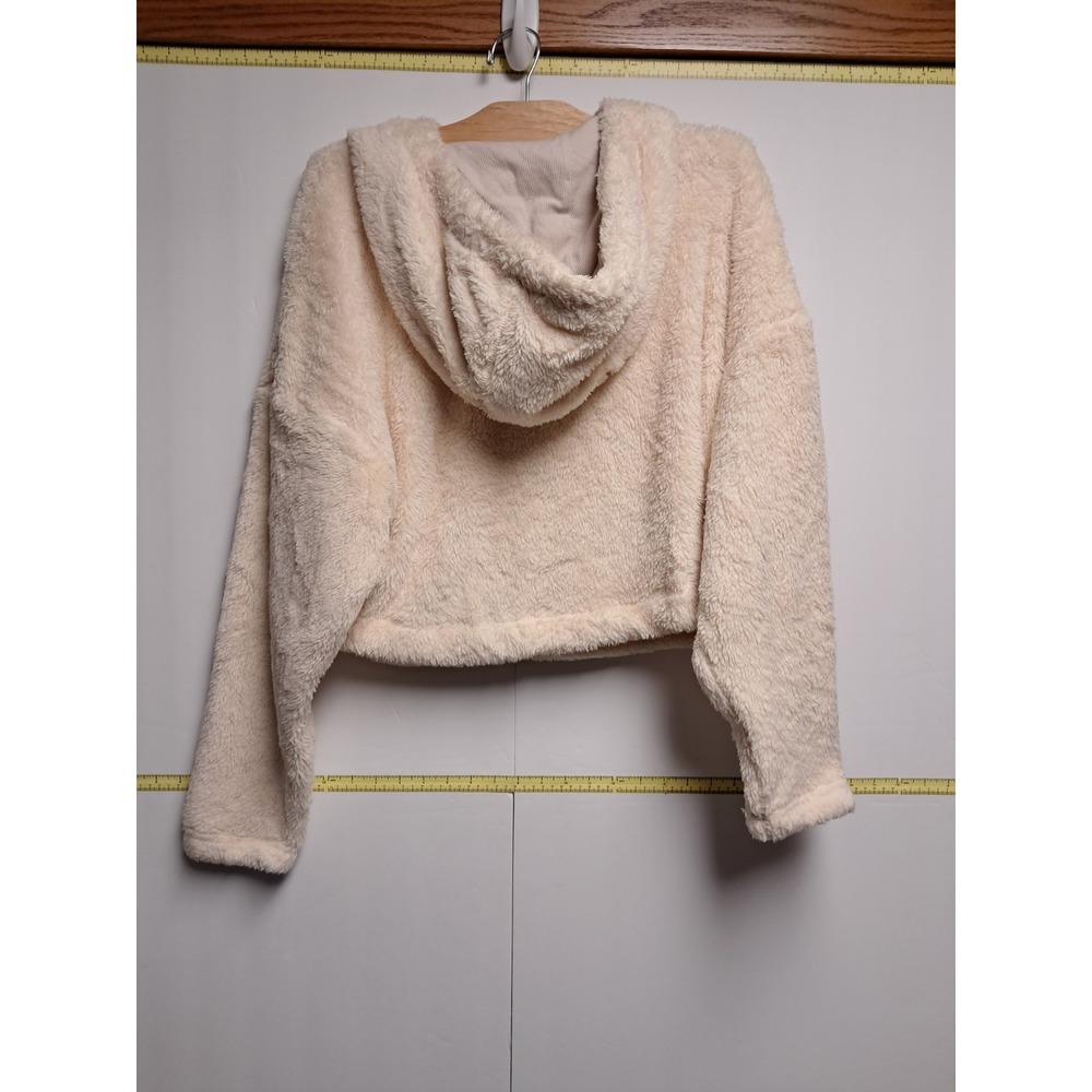 Lole Women's Yana Sherpa Beige Cropped Button Neck Hoodie Sz L - Picture 5 of 11